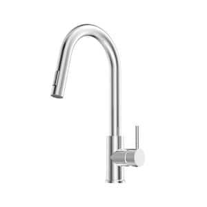 Single-Handle Pull-Down Sprayer Kitchen Faucet with Dual Function in Chrome