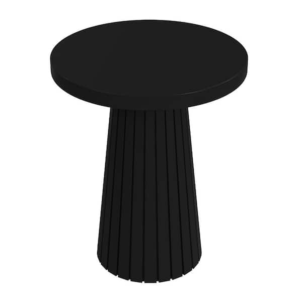 Benjara Waka 18 in. Black Round Mango Wood Side Table with Minimalistic Design