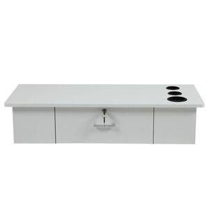 1-Drawer White Wood Hair Workbench Wall Mount Shelf with Relief