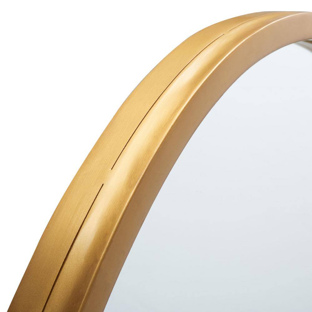 Decadent Gold & Black Geometric Round Wood Mirror 34"