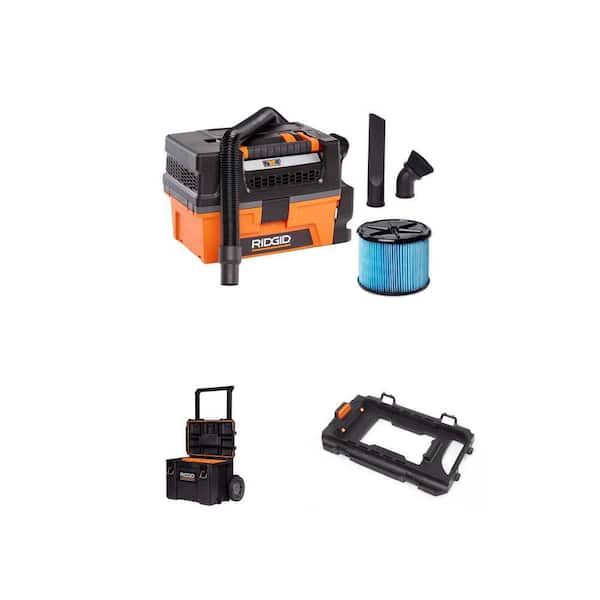 3 Gal. 5.0 Peak HP Shop Vac, Rolling Tool Box and Vac-Mount Combo