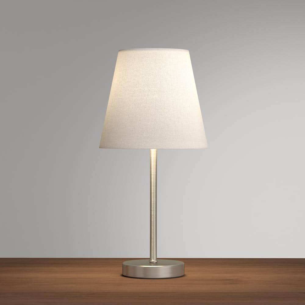 Sand Nickel Mini Table Lamp with White Fabric Shade
