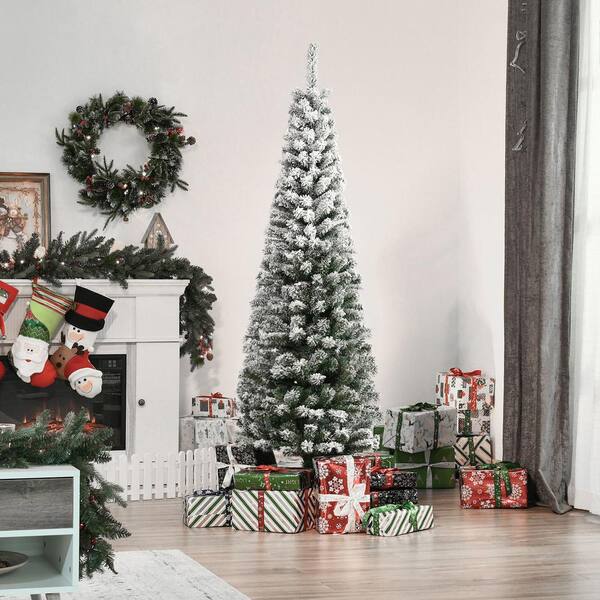 HOMCOM 6ft Tall Artificial Tree LED Lit Christmas Decoration Green 