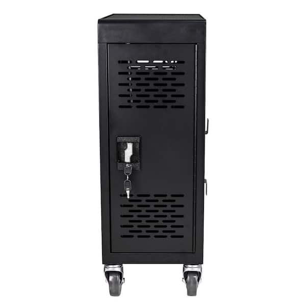 Damodpoy 12 in. 16-Compartment Removable Locking Charging Cabinet for Laptop, Chromebook-Black