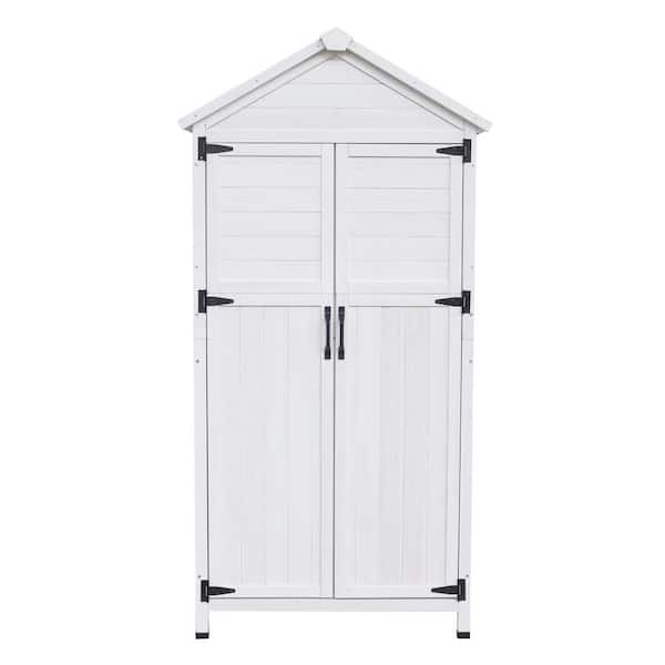 34 in. W x 67 in. H White Fir 5 sq. ft. Wood Storage Shed with Double Doors