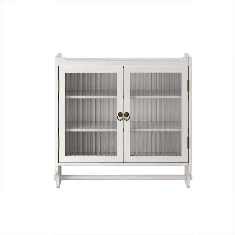 24.8 in. W x 7.08 in. D x 23.62 in. H Bathroom Storage Wall Cabinet in White with 3 Tiers of Storage and Towel Rack price history on PriceWatchPro