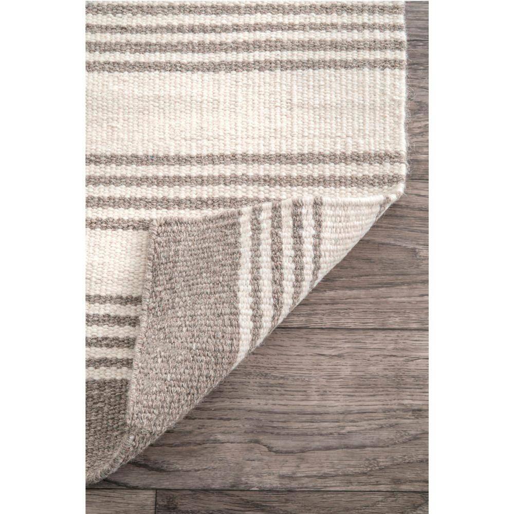 Beige and Black Striped Wool Flat Woven 4' x 6' Area Rug