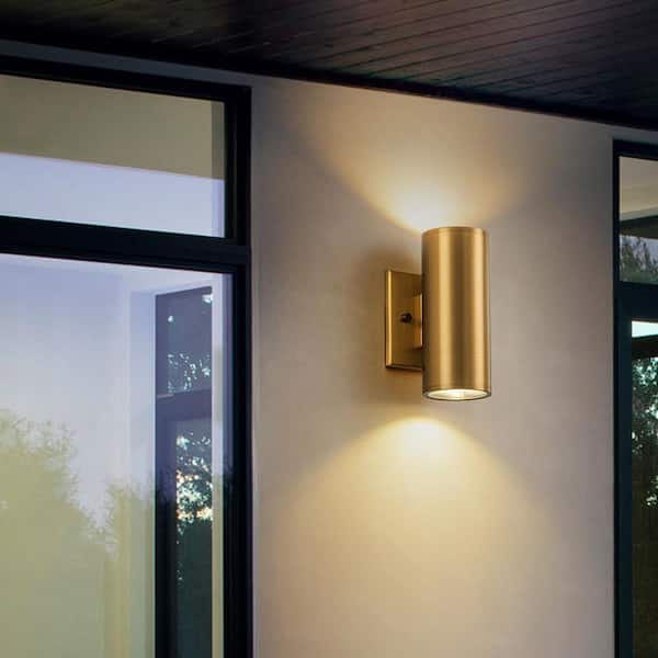 EDISLIVE Alexa 2-Light Gold Integrated LED Cylinder Outdoor Wall