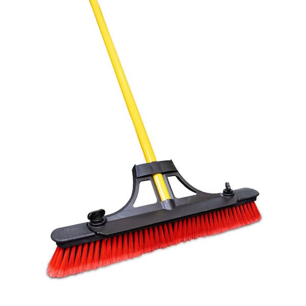 24 in. High Power Contractor Grade Multi-Surface Push Broom with Brace and Fiberglass Handle