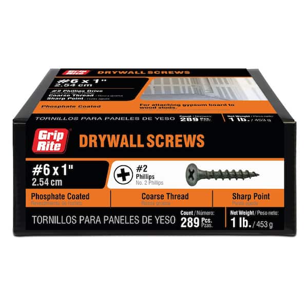 Grip-Rite #6 x 1 in. Philips Bugle-Head Coarse Thread Sharp Point Drywall Screws (1 lb.-Pack)