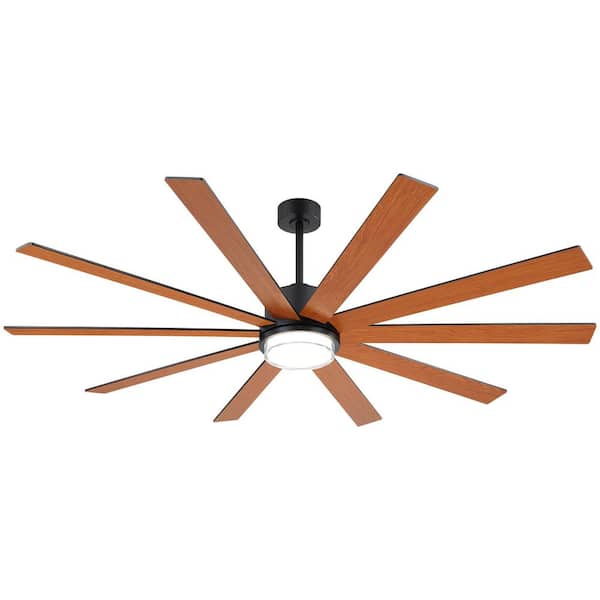 Appleton 75 in. Black Windmill Downrod Ceiling Fan with Integrated LED, 10 Black/Brown Blades and Remote Included
