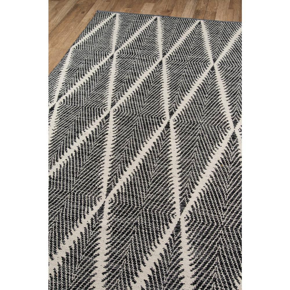 Handmade Black and Gray Diamond Geometric Rectangle Rug 6' x 9'