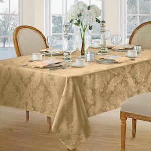 52 in. W X 52 in. L Gold Barcelona Damask Fabric Tablecloth