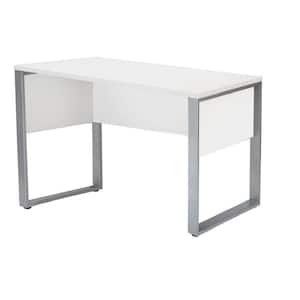 47 in. x 24 in. White Rectangular Wood Computer Desk with Wire Management System
