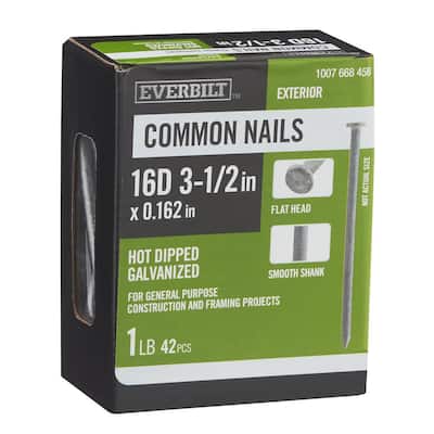3-1/2 in. x 16D Hot Dipped Galvanized Common Nails 1 lb. (42-Count)