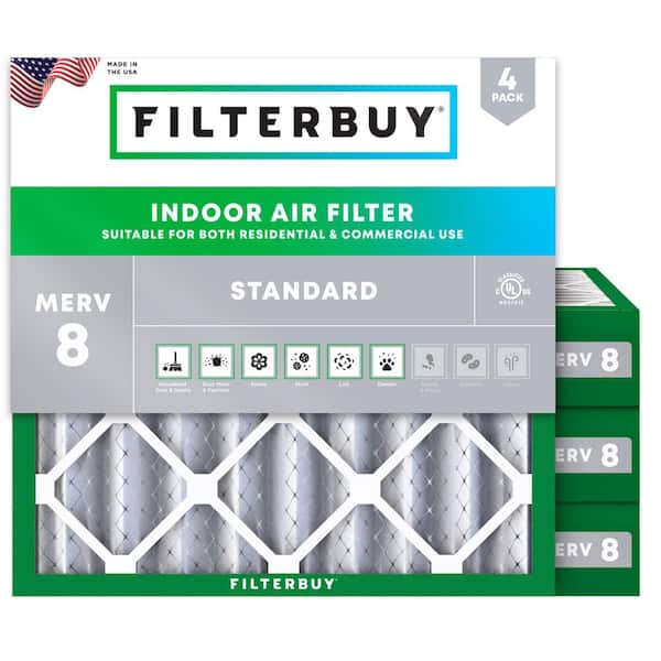 17 in. x 17 in. x 4 in. MERV 8 (FPR 5) Dust Defense Pleated HVAC AC Furnace Air Filters Replacement (4-Pack)