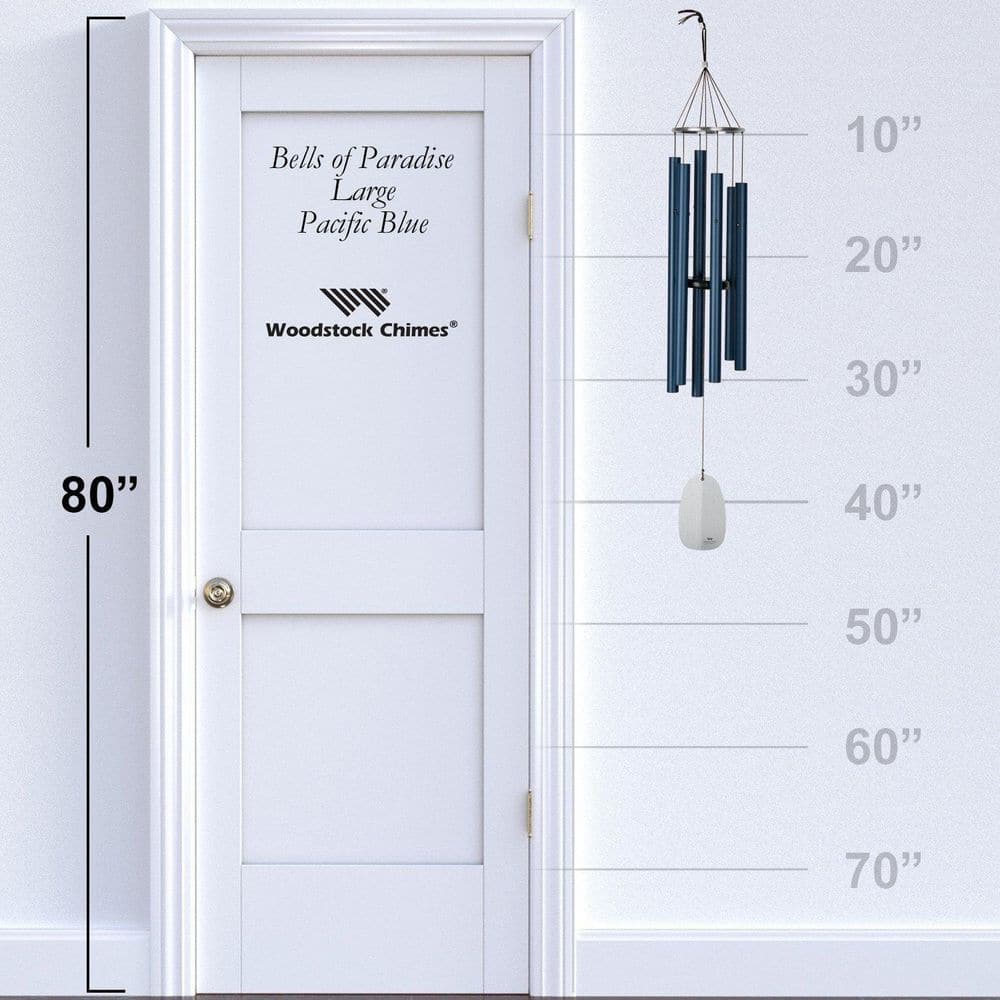 Pacific Blue and White Aluminum 44-Inch Wind Chime