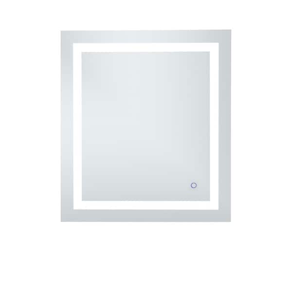 Unbranded Timeless Home 27 in. W x 30 in. H Rectangle Frameless Silver LED Mirror