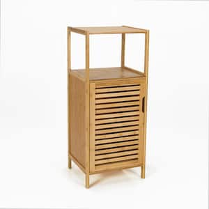 Burlywood Bamboo Wood Bathroom Storage Floor Cabinet w/Door and Shelf Corner Cabinet