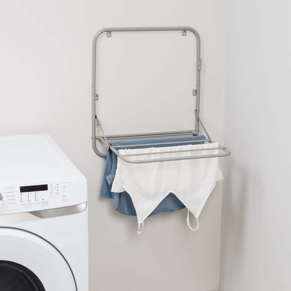 Gray Collapsible Over-the-Door Wall-Mounted Drying Rack
