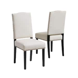 Brunello Beige Fabric Studded Dining Chairs (Set of 2)