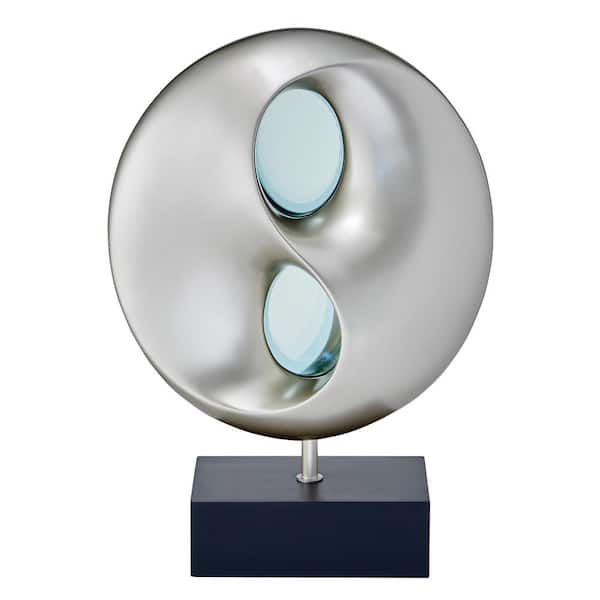 EVERGLADE HOME Adalie 20 in. Black and Silver Table Lamp with Poly-Resin