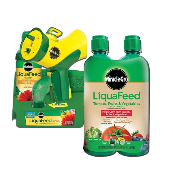 Miracle-Gro LiquaFeed 16 oz. All Purpose Plant Food Advance Starter Kit and 32 oz. Tomato, Fruits and Vegetables Refill Bundle