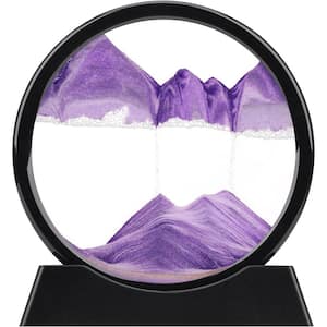 Purple 3D Hour Glass Moving Sand Art, Liquid Motion Flowing Sand Frame for Home and Office Decor