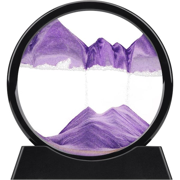 Afoxsos Purple 3D Hour Glass Moving Sand Art, Liquid Motion Flowing Sand Frame for Home and Office Decor