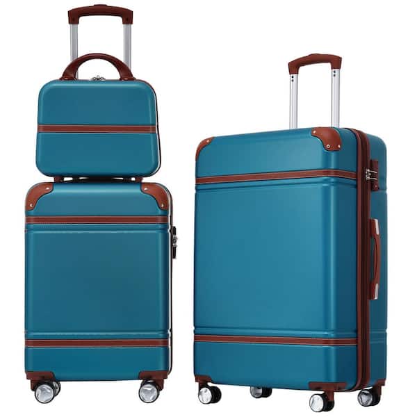 grossag 3-Piece Blue Spinner Wheels, Rolling, Lockable Handle and Light-Weight Luggage Set with Cosmetic Bag