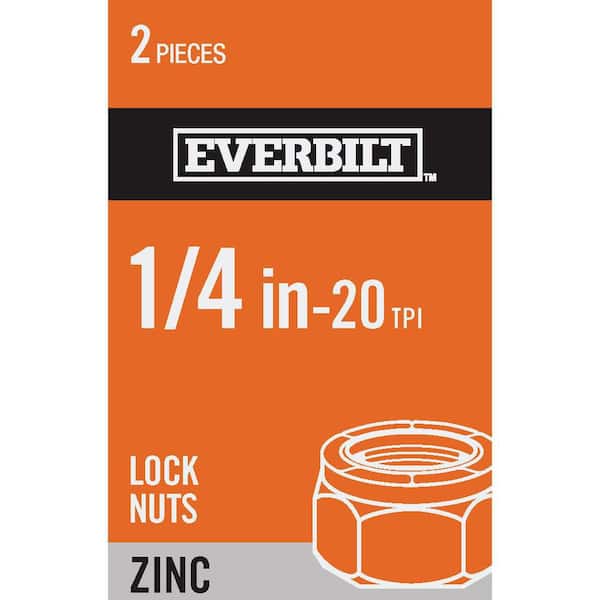 Everbilt 1/4 in.-20 Zinc Plated Nylon Lock Nut (2-Pack)