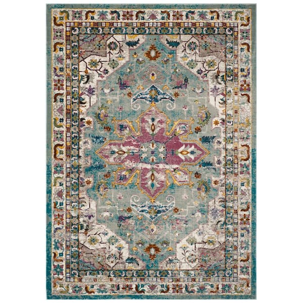 Aria Green/Cream 4 ft. x 6 ft. Border Area Rug