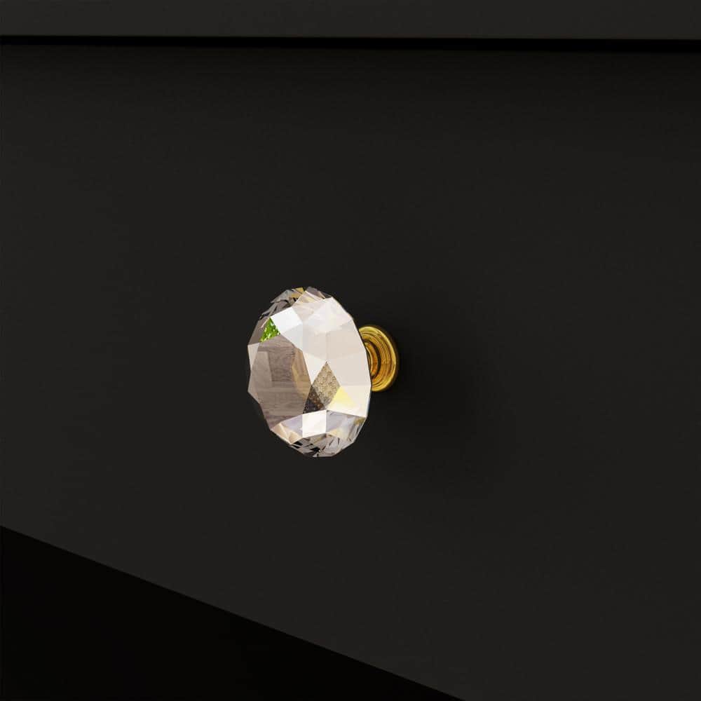 Black Modern Makeup Vanity Desk 9-Drawers Wood Dressing Table With 3-Mirrors, Hidden Storage Shelves, LED Bulb Lights - thumbnail 7