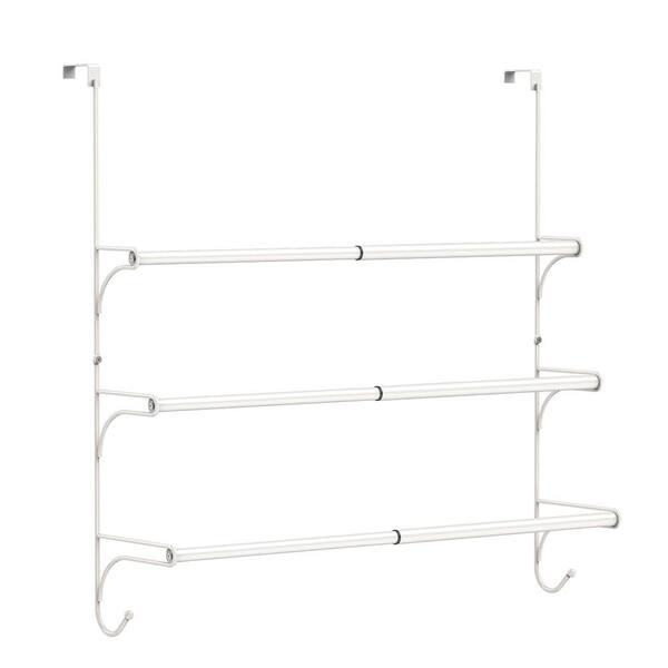 AULEDIO Metal Over the Door 3-Bar Towel Rack in White