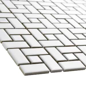 Spiral Matte White with Glossy White Dot 12-1/2 in. x 12-1/2 in. Porcelain Mosaic Tile (11.1 sq. ft./Case)