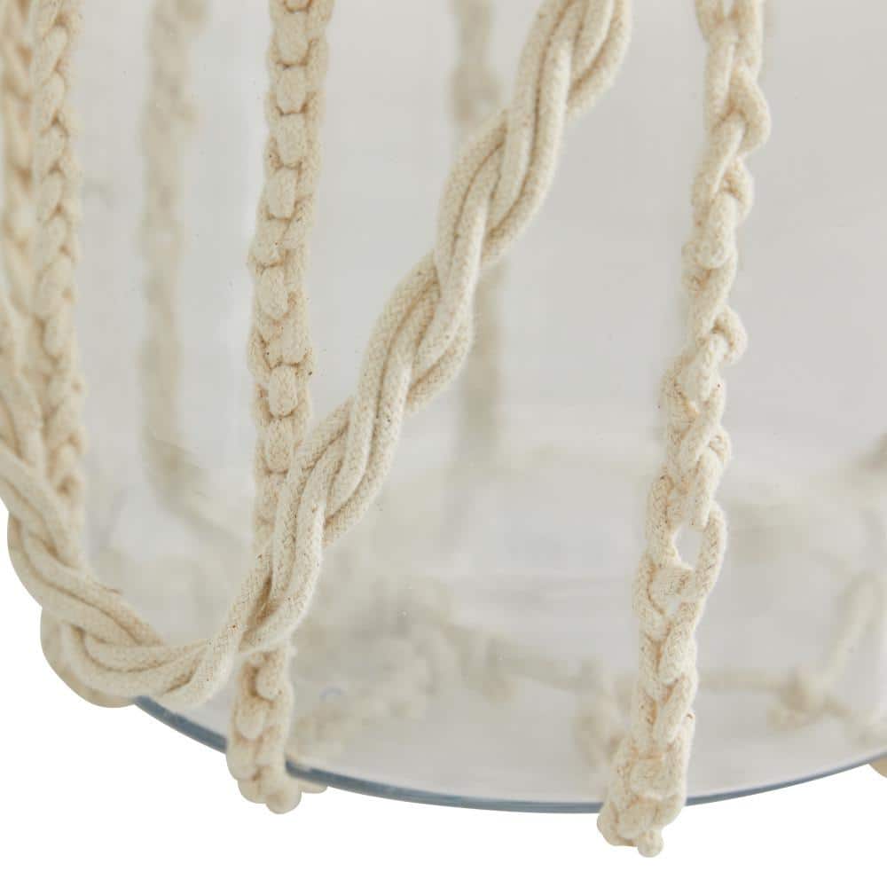 Coastal Charm Wooden Hanging Candle Lantern, 8" Clear Glass