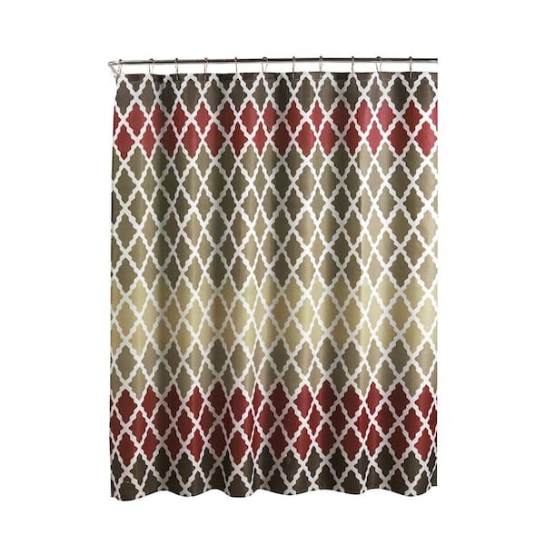 Creative Home Ideas Diamond Weave Textured 70 in. W x 72 in. L Shower Curtain with Metal Roller Rings in Gateway Lattice Barn