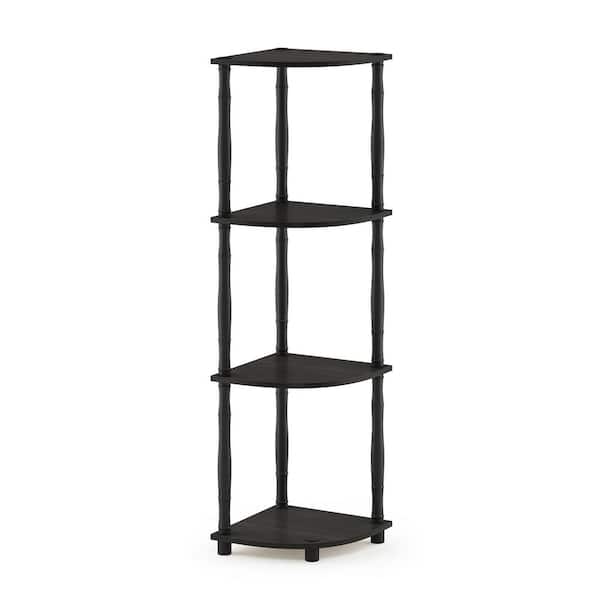 Furinno 43.5 in. Tall Espresso/Black Classic Tube 4-Shelves Etagere Bookcases