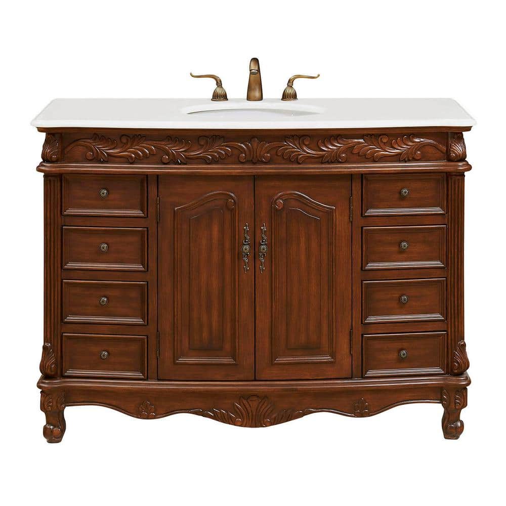 Simply Living 48 in. W x 22 in. D x 36 in. H Bath Vanity in Brown with Ivor