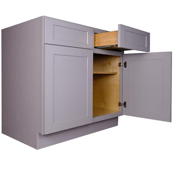 Bremen Cabinetry Bremen 42 in. W x 24 in. D x 34.5 in. H Gray Plywood Assembled Sink Base Kitchen Cabinet with Soft Close