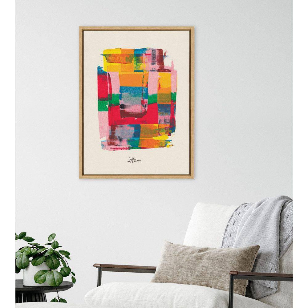 Amber Vittoria Colorful Abstract Geometric Canvas Art with Natural Frame