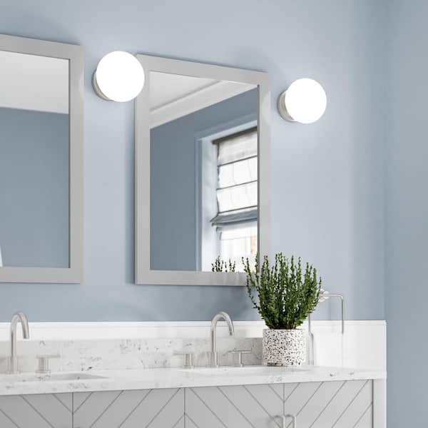 Home Decorators Collection Baybarn 22 in. W x 32 in. H Rectangular Wood Framed Wall Bathroom Vanity Mirror in Light Gray
