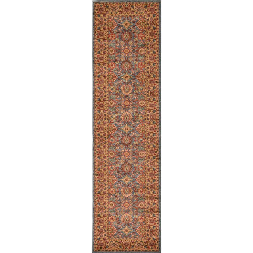 Unique Loom Edinburgh Monroe Blue 2' 7 x 10' 0 Runner Rug 3129419 The Home Depot