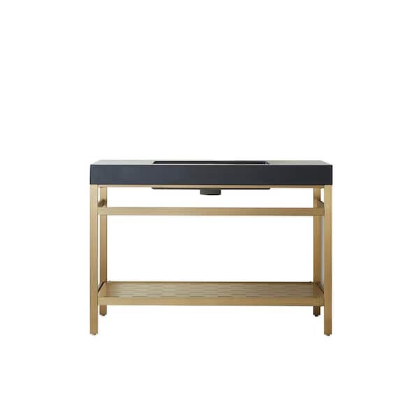 ROSWELL Ablitas 48 in. W x 20 in. D x 34 in. H Bath Vanity in Brushed Gold with Black Composite Stone Top