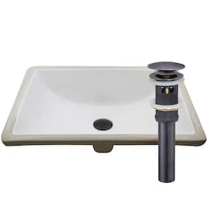 20.25 in. Rectangular Undermount Porcelain Bathroom Sink in White with Overflow Drain in Oil Rubbed Bronze