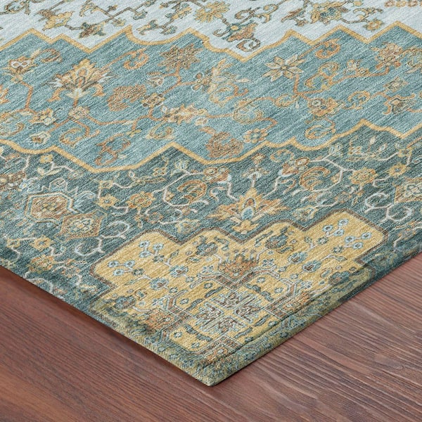 Chantille Machine Washable Indoor/Outdoor Abstract ACN2486 Teal 10 ft. x 14 ft. Area Rug