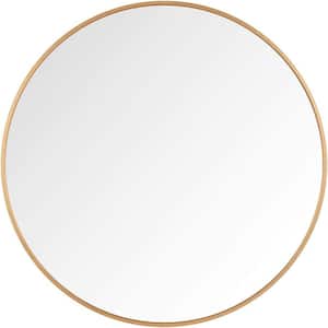 24 in. W x 24 in. H Gold Round Metal Frame Hanging Wall Mirror