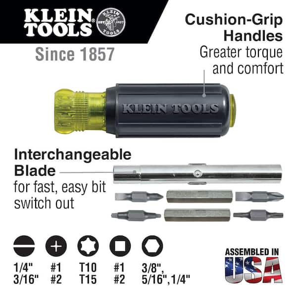 Klein Tools 11-in-1 Multi Bit Screwdriver & Nut Driver - Cushion 