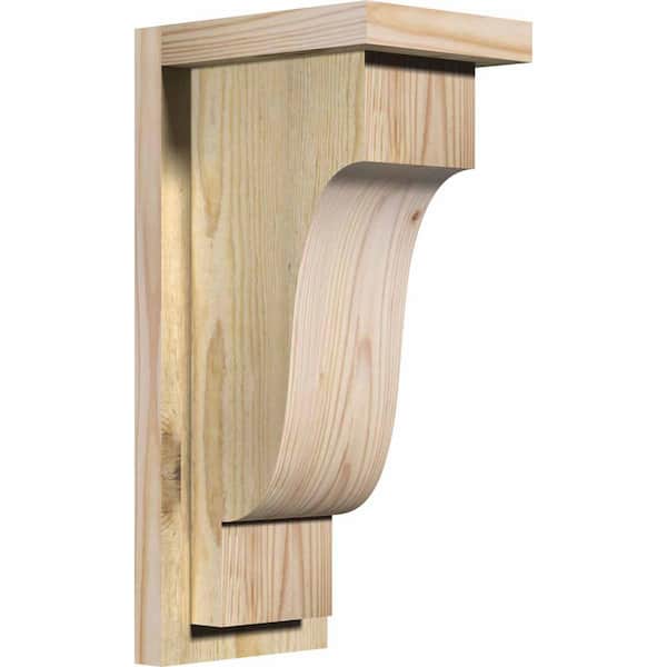 Ekena Millwork 6 in. x 8 in. x 16 in. Newport Rough Sawn Douglas Fir Corbel with Backplate