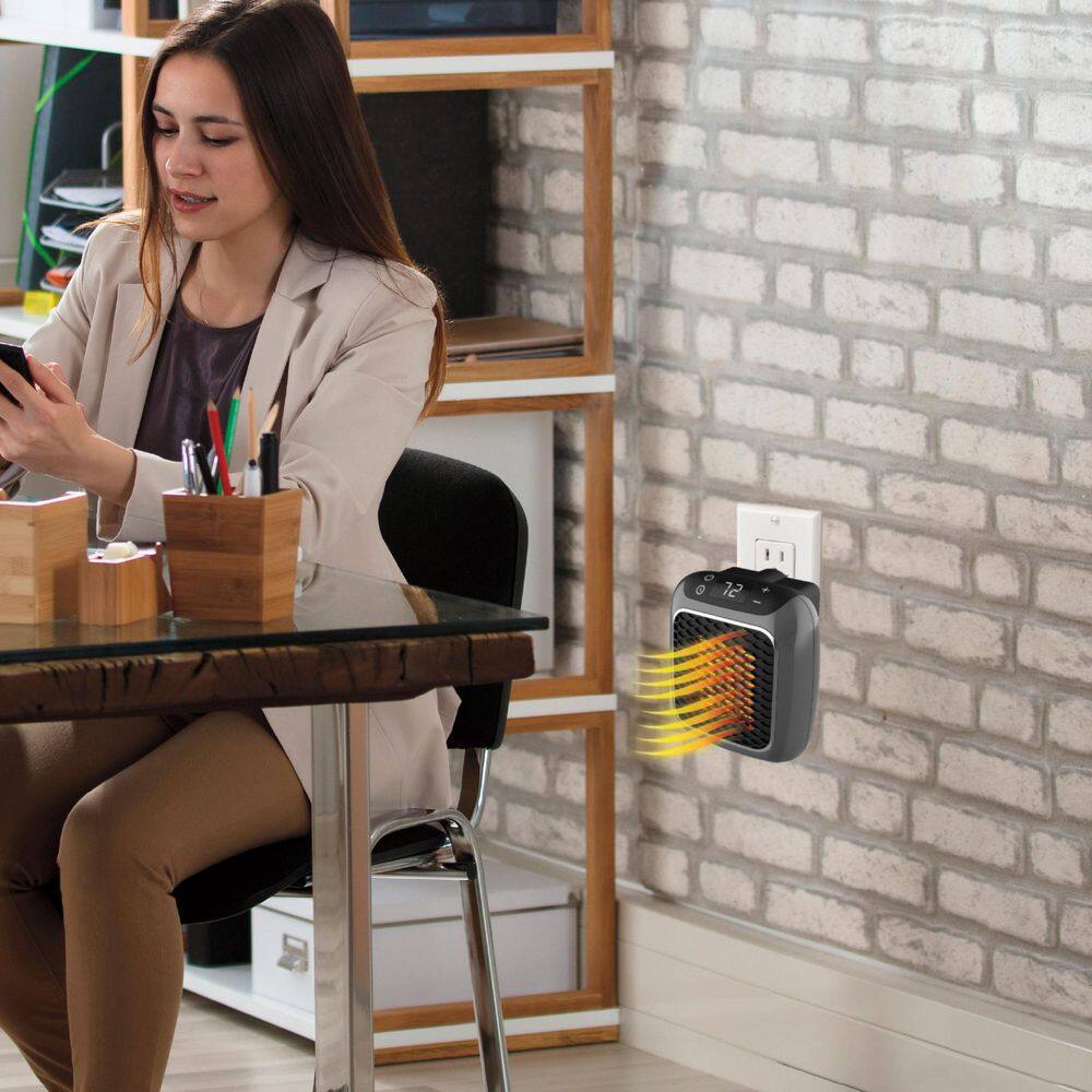 Compact Blue Ceramic Electric Space Heater with Thermostat